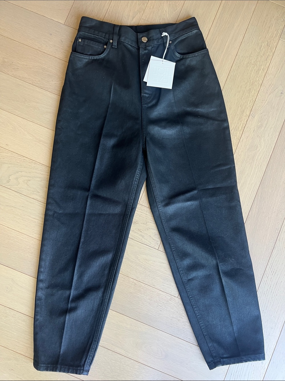 Toteme Black High-Rise Tapered Jeans